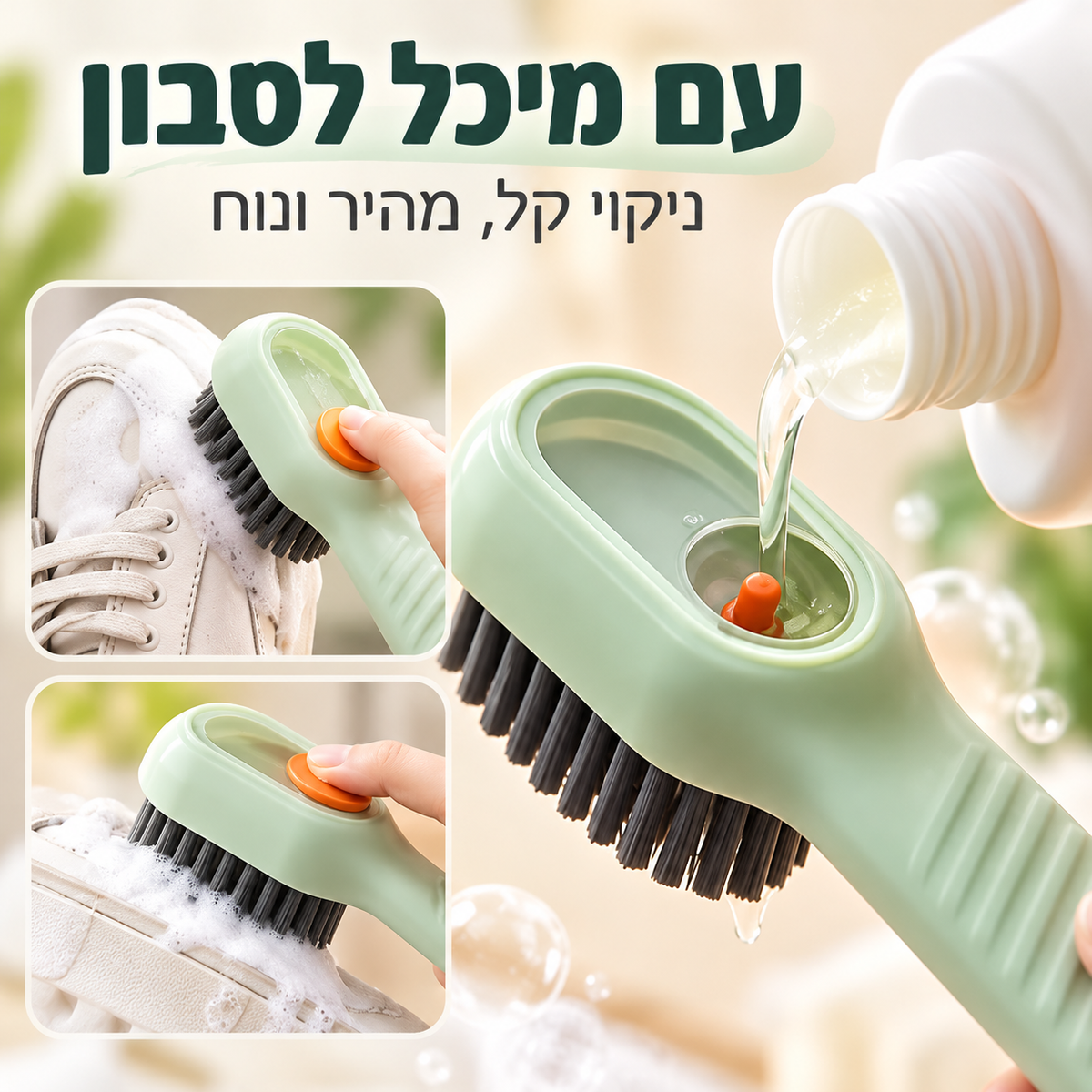 מברשת ניקוי מקציפה לנעליים